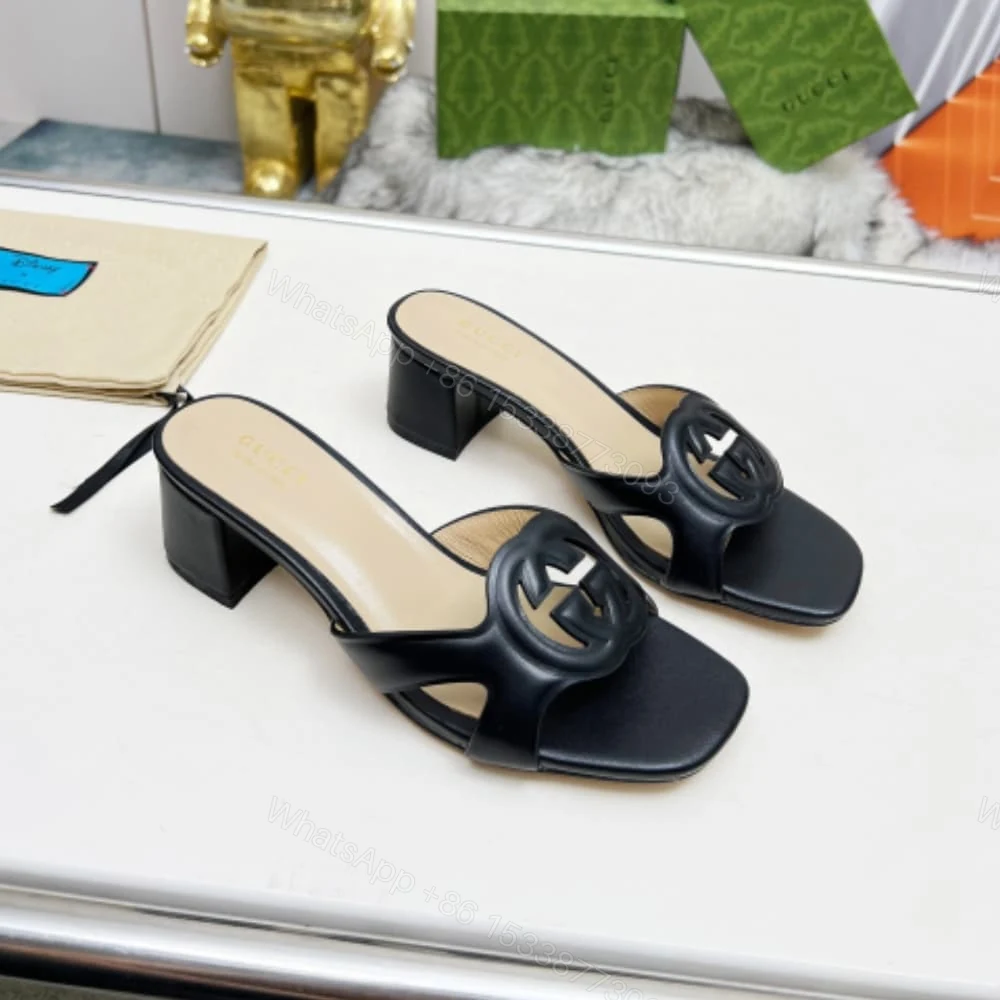 View 2 of GUCCI WOMEN’S INTERLOCKING G SLIDE SANDAL BLACK 782413 AAAZG 1000