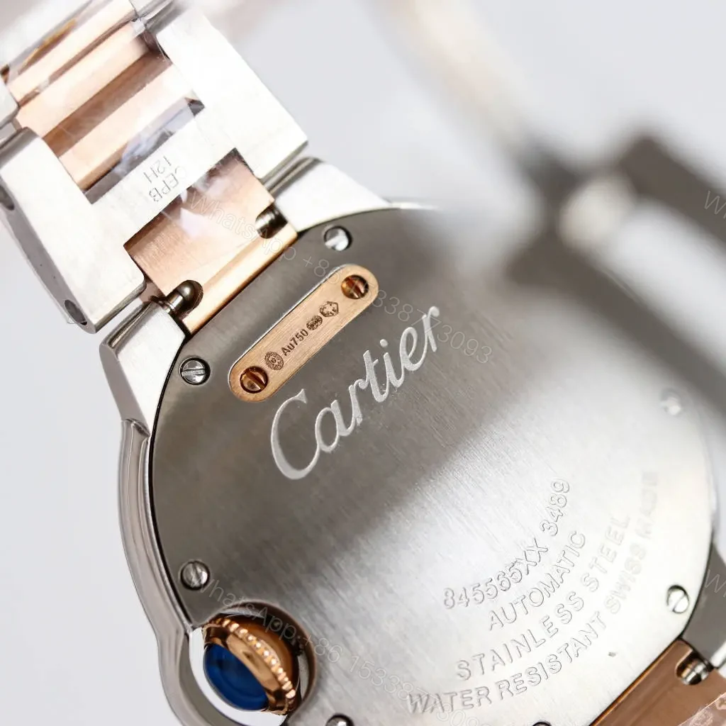 View 8 of TW Factory Cartier Two-Tone Stainless Steel and Rose Gold Automatic Watch with White Dial and Diamond Markers