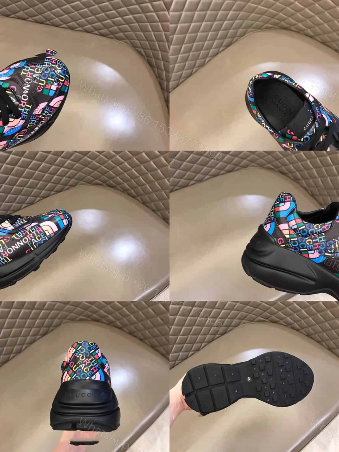 View 7 of Gucci x The North Face Rhyton Low Top Sneakers In Black – GC126