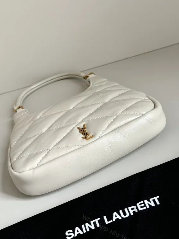View 2 of White Quilted Saint Laurent Handbag: Gold-Accent Compact Luxury