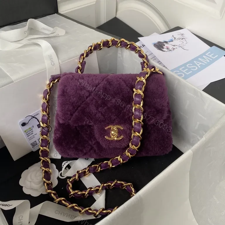 View 5 of Chanel-Inspired Black Velvet Flap Bag with Gold Chain
