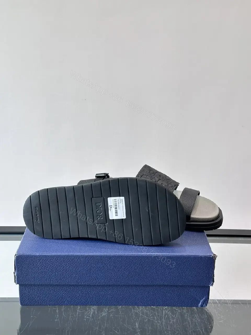 View 8 of Black Leather Dior Sandals with Buckle Feature Sliders