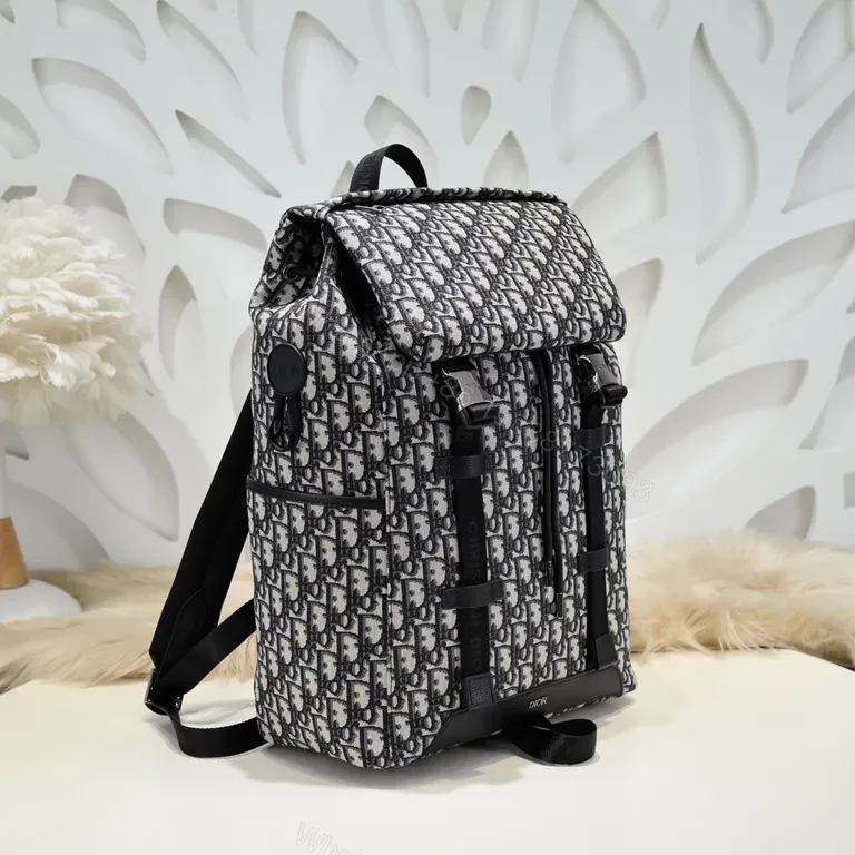 View 7 of Monogram Backpack: Dior Oblique, Blackâ€“Ivory, Structured Design