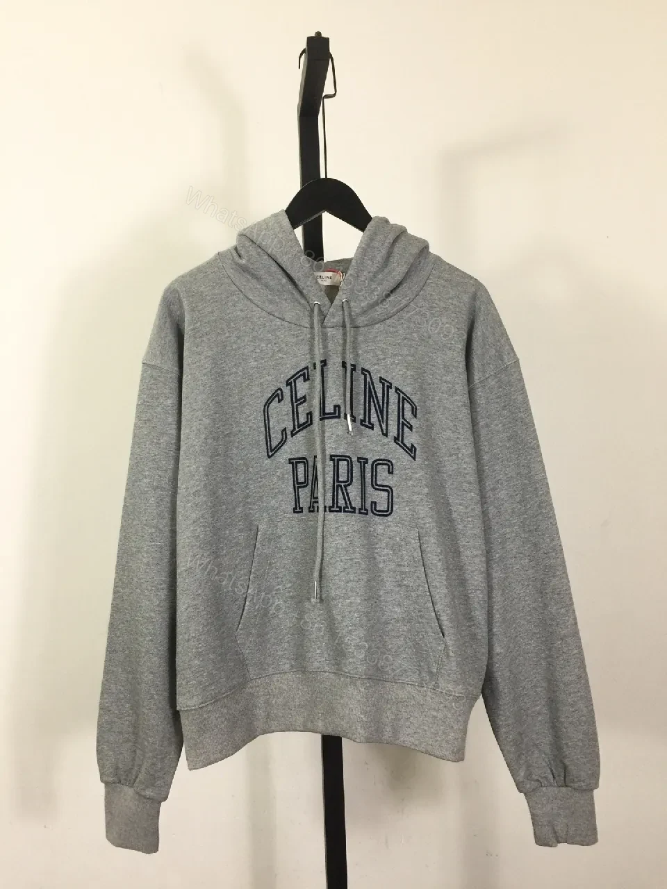 Grey Cotton-Blend Hoodie, Refined Streetwear, Subtle Logo — view 1