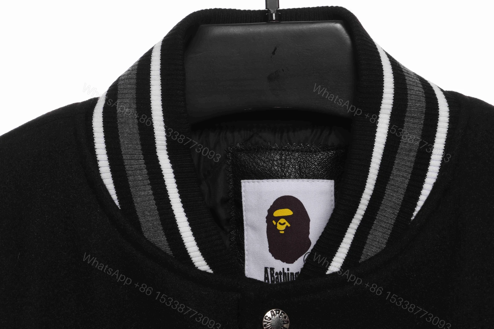 View 3 of Bape Embroidered Baseball Jacket Black