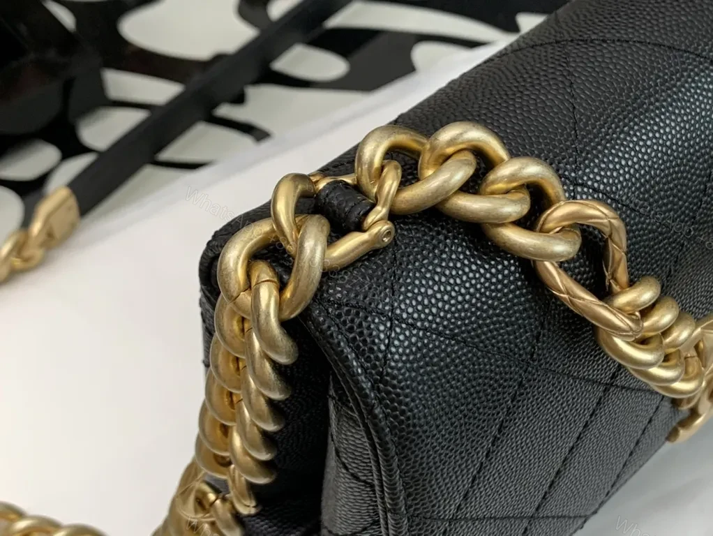 View 9 of Quilted Leather Shoulder Bag with Gold Chain