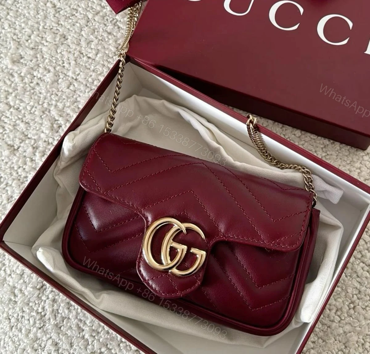 View 2 of Gucci GG Mini Marmont Shoulder Bag First Copy | AAA+ Replica Designer Bag