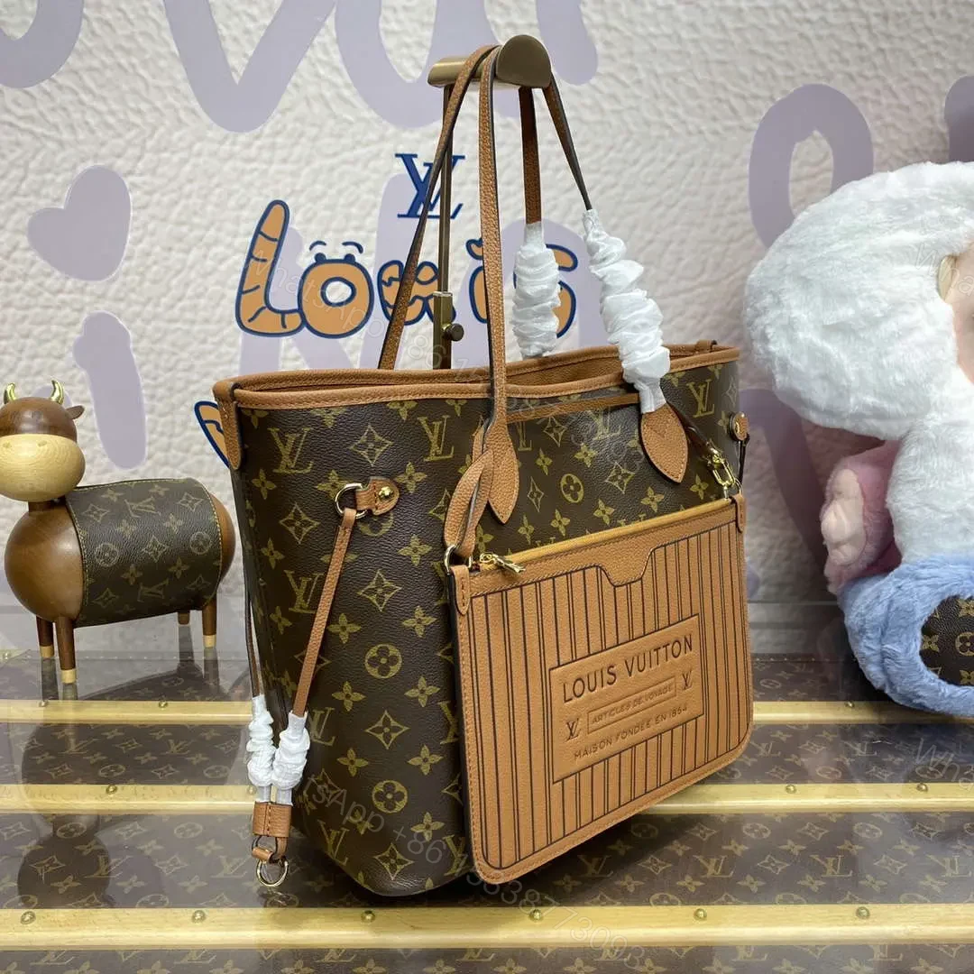 View 7 of LV M12061 Louis Vuitton Reversible Neverfull Inside Out MM Handbag Brown
