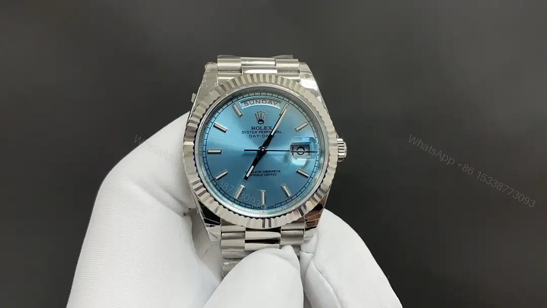 Rolex Day-Date 40mm White Gold Blue Dial Weekly Calendar Automatic Watch RLX-DD-40-WG-BLU-3255-WEEKLY — view 1