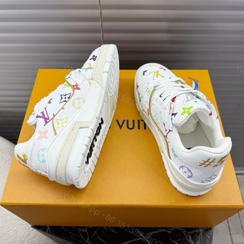 View 2 of Multicolor Monogram Luxe Sneakers with Gold Accent