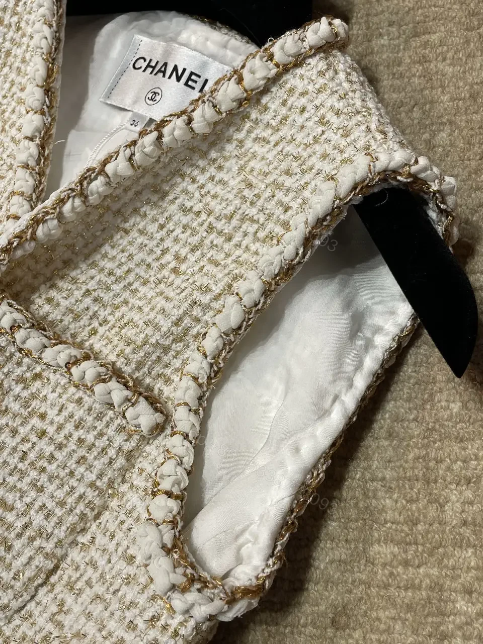 View 10 of Cream Bouclé Vest, Gold Buttons, Textured Luxe Style, Buttoned Front Vest