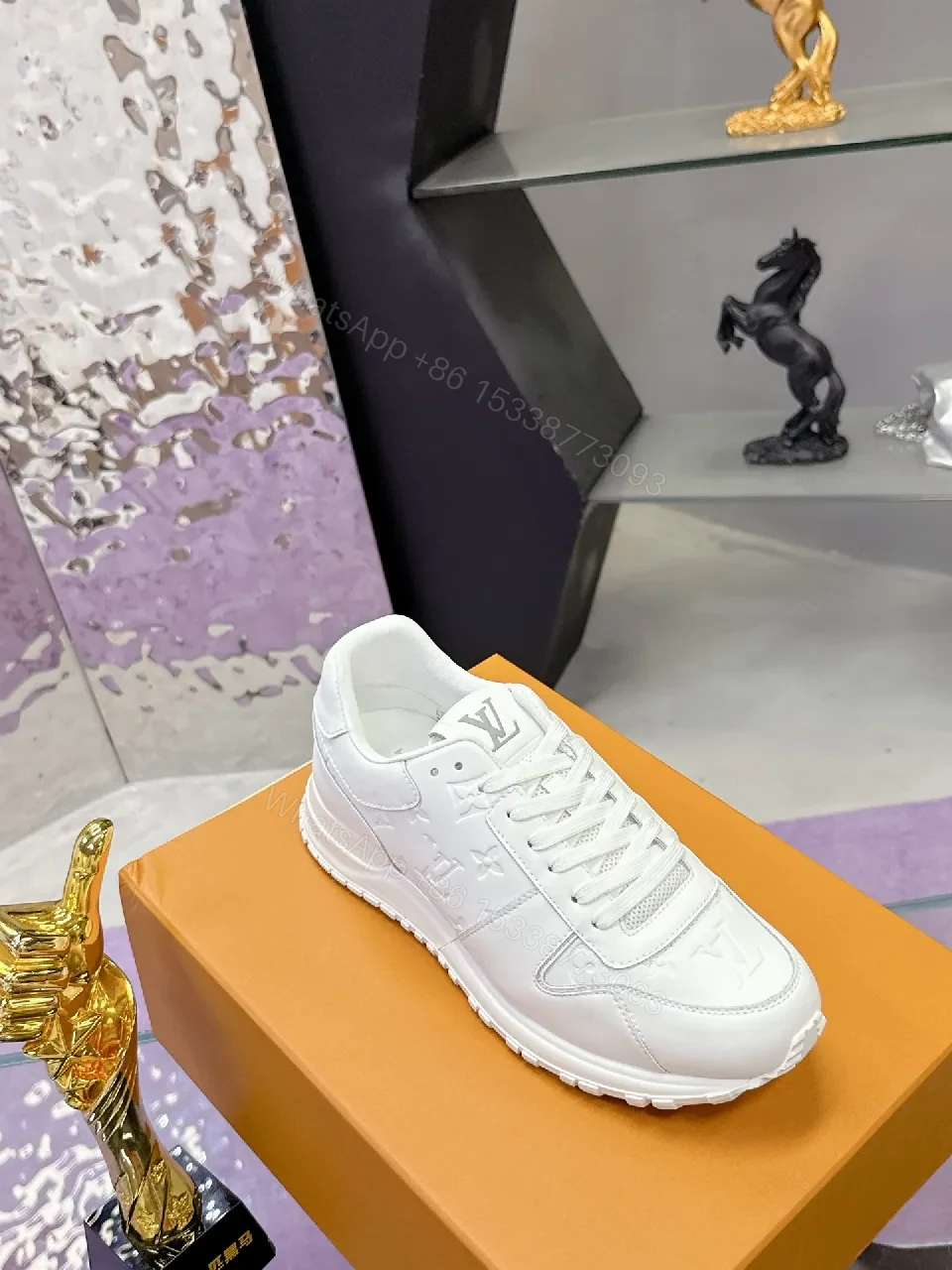 View 4 of White Leather Luxe Sneakers: Subtle Texture, All-Day Comfort