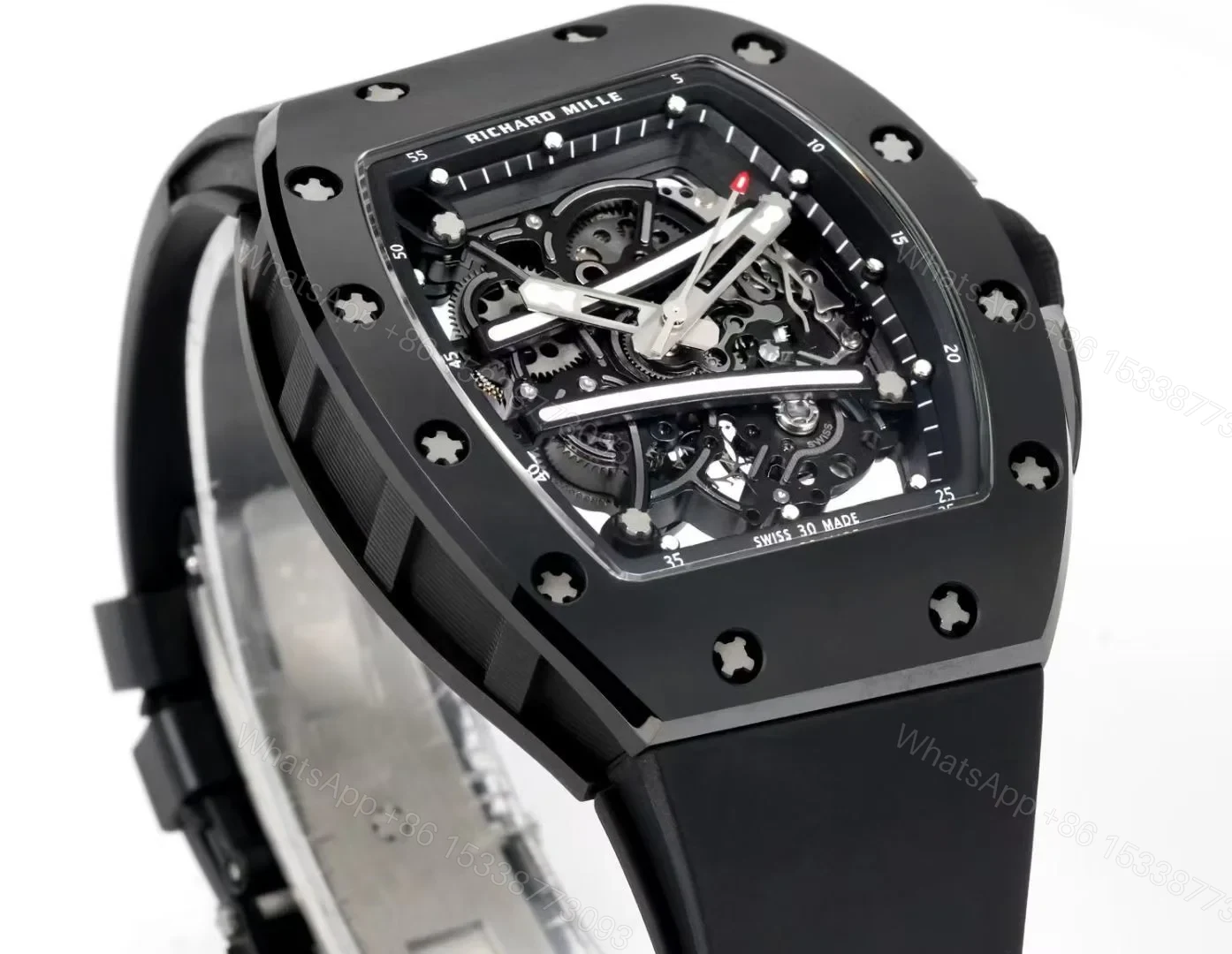 View 4 of Richard Mille RM61-01 Watch TZP-N Zirconia Ceramic NTPT Carbon Fiber Case Skeleton Dial RMUL2 Manual Winding Movement 55H Power Reserve Sports Edition RM61-01-RC-NTPT-RMUL2