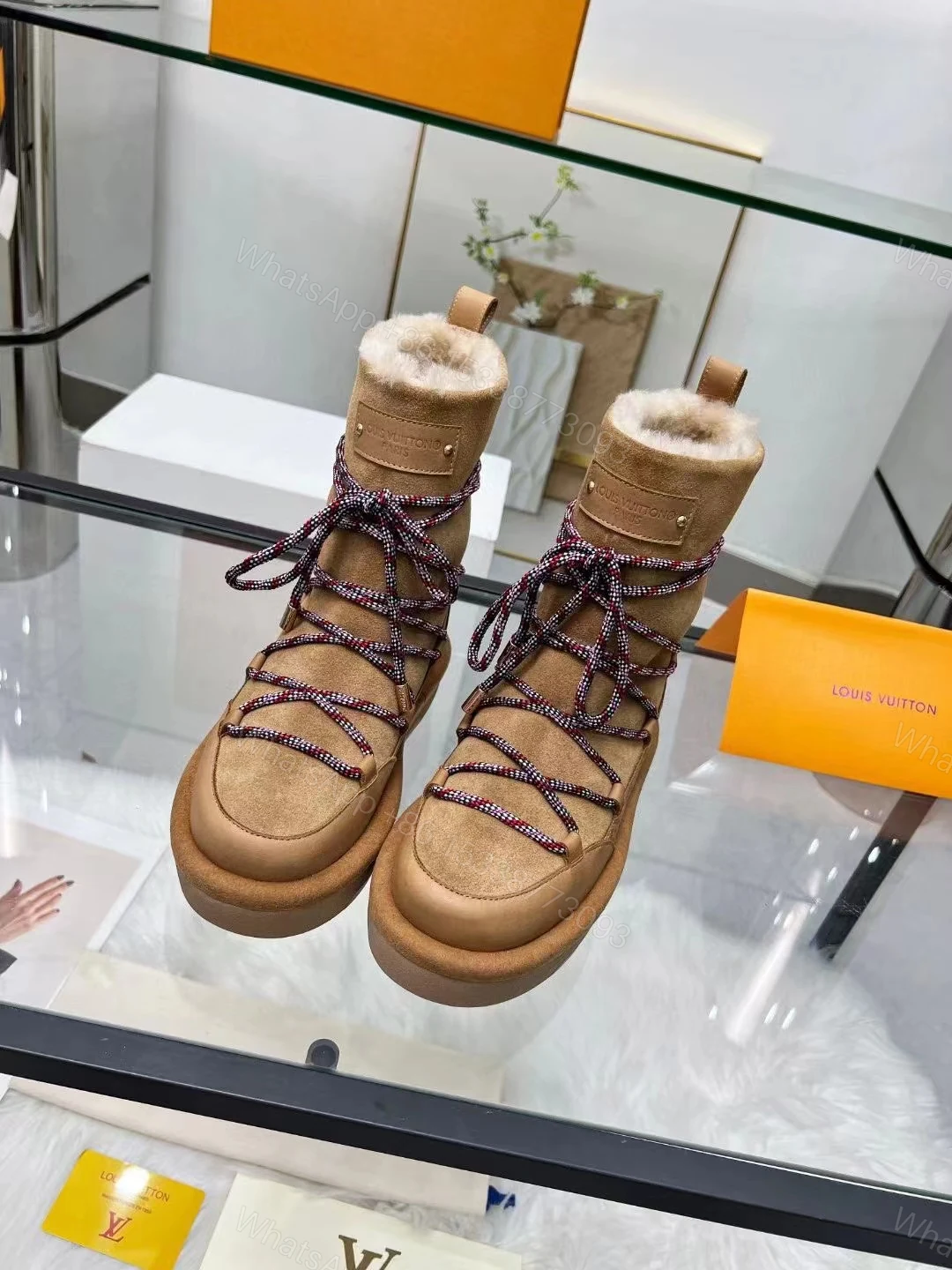 View 5 of LOUIS VUITTON ASPEN PLATFORM ANKLE BOOT BEIGE 1AC767