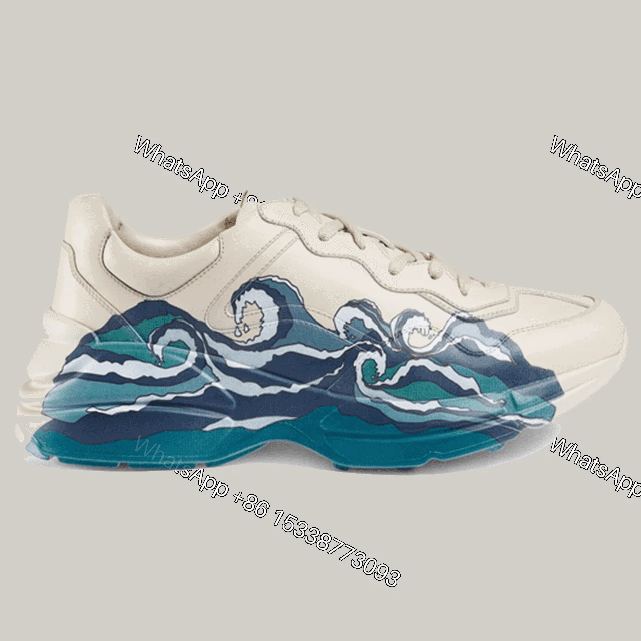 GUCCI RHYTON LEATHER SNEAKER WITH WAVE — view 1