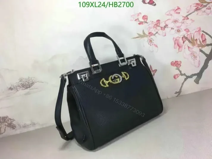 View 2 of Gucci Knockoff Black Zumi Medium Top Handle Bag HB27001