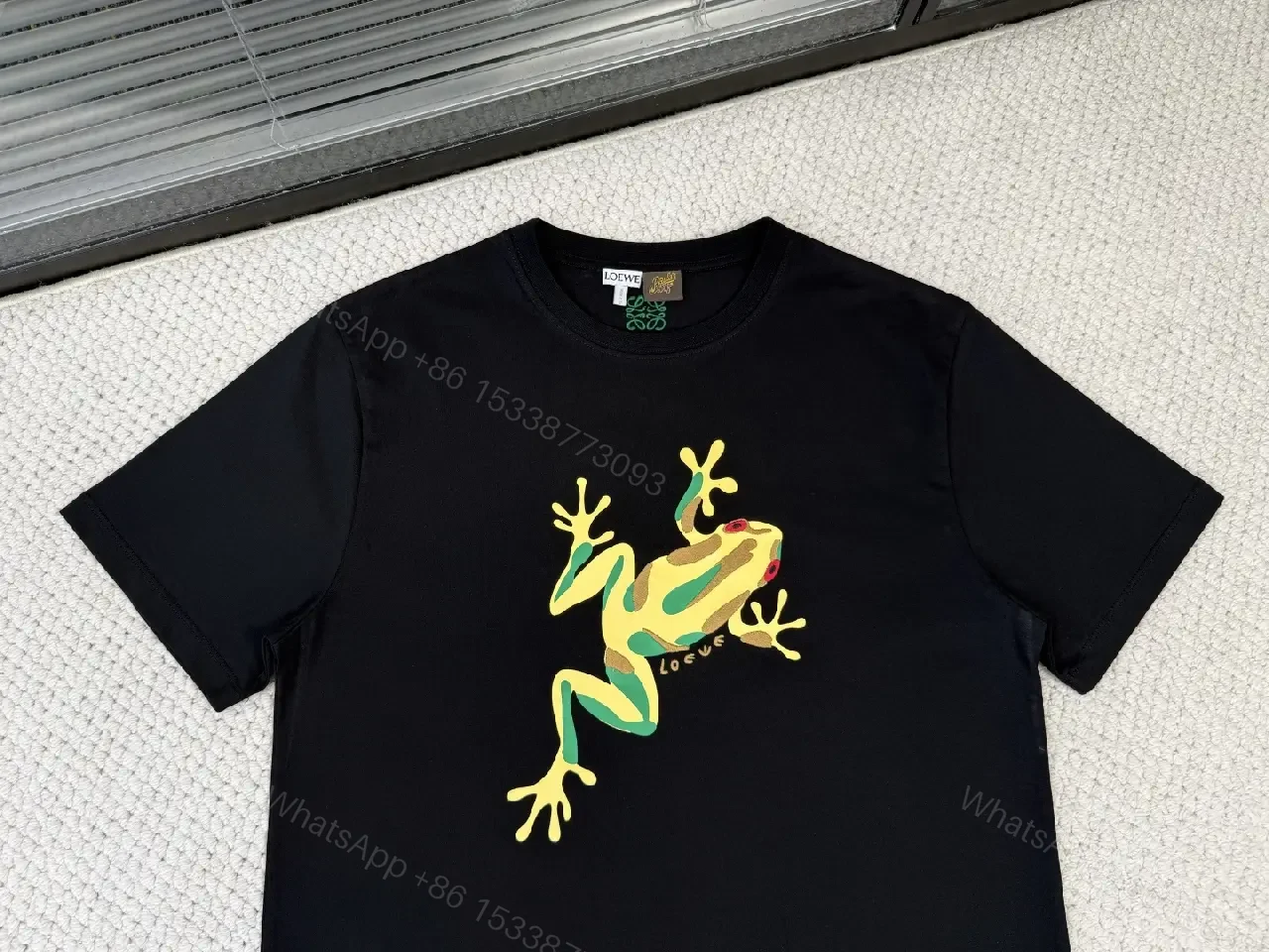 View 9 of Black Cotton Crew Tee, Gecko Graphic, LOEWE-Tail Text