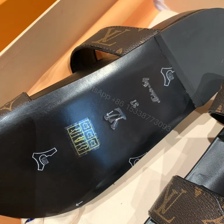 View 3 of Monogram Sandals: Louis Vuitton-Inspired Cushioned Sandals