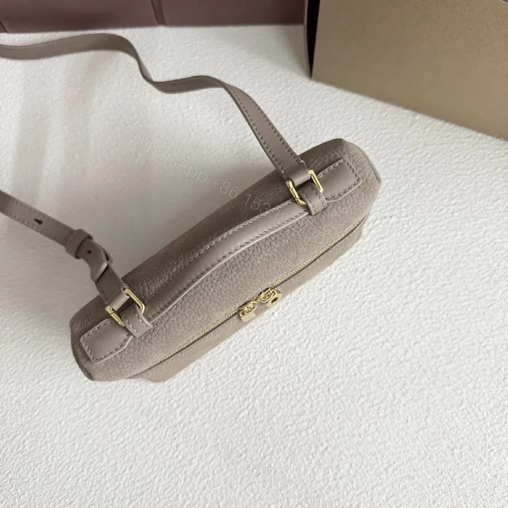 View 9 of Taupe Pebbled Leather Mini Crossbody: Luxe, Compact, Versatile Slice