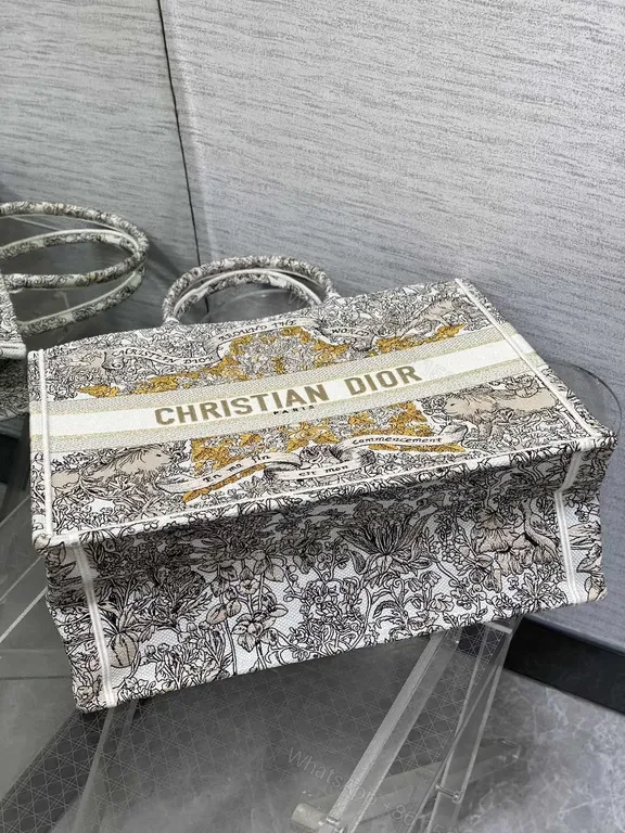 View 3 of Bold Textured Carrier Tote: Multi-Texture Dior Print