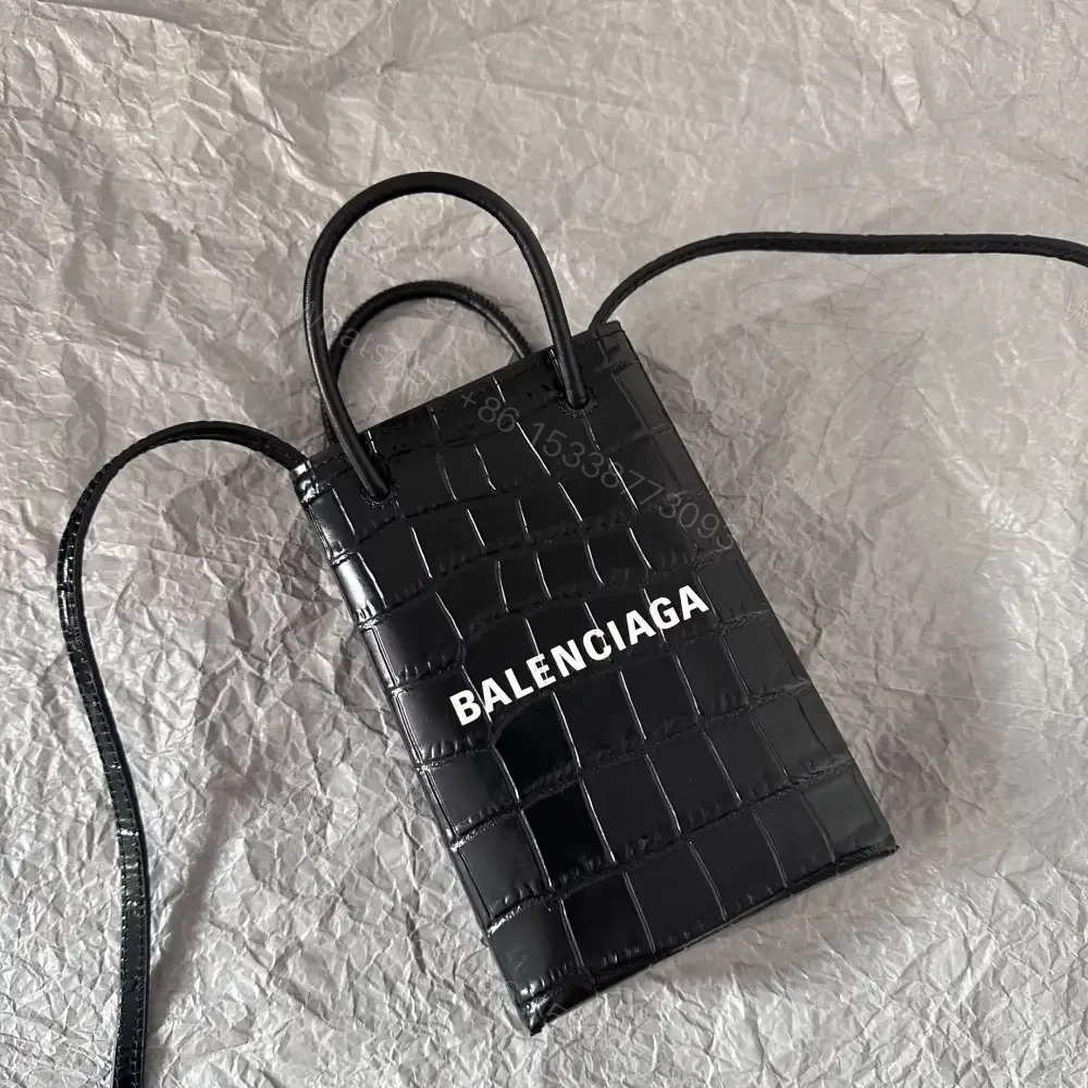 View 3 of 高仿Balenciaga迷你Tote包系列壓印皮黑色