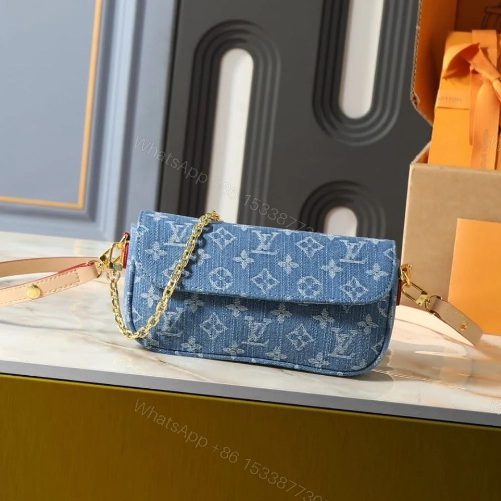 View 2 of Louis Vuitton Wallet On Chain Ivy Monogram Denim Blue 23Cm