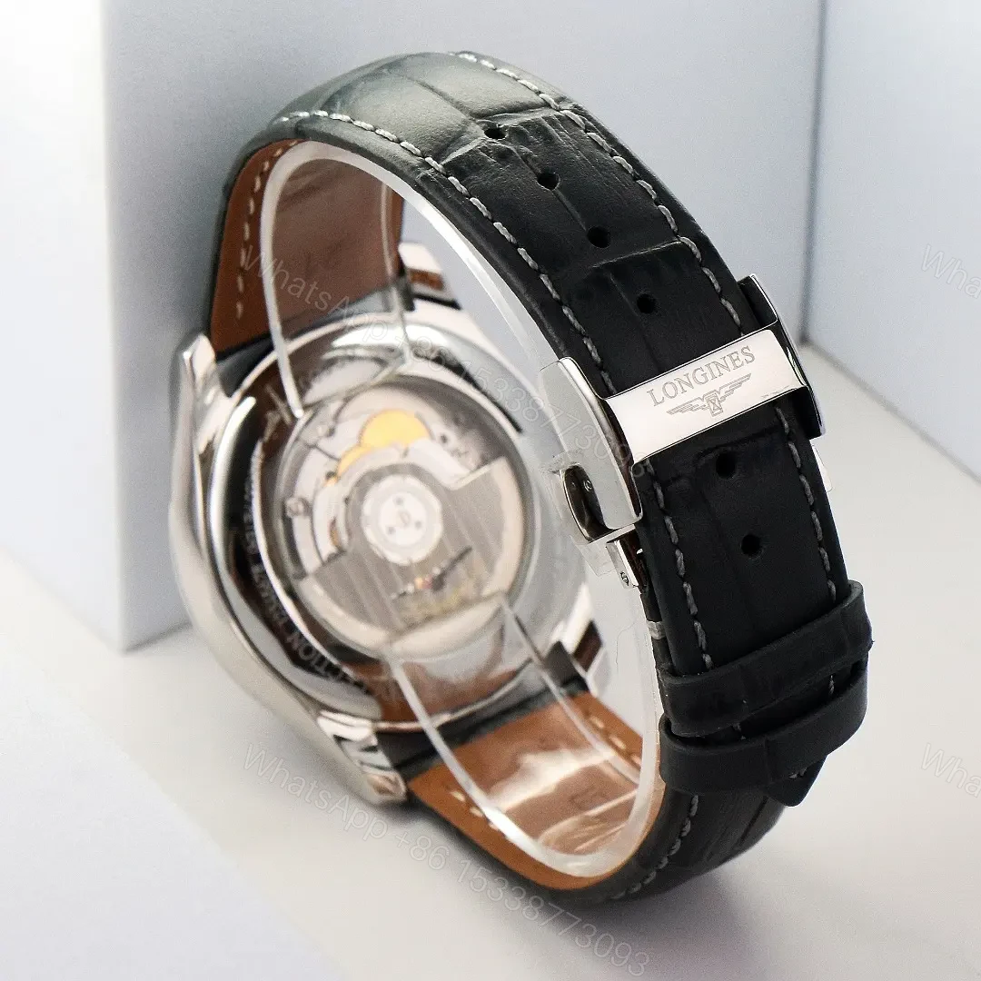 View 9 of Longines Master Collection GMT Watch Silver Dial Black Leather Strap 40mm Case