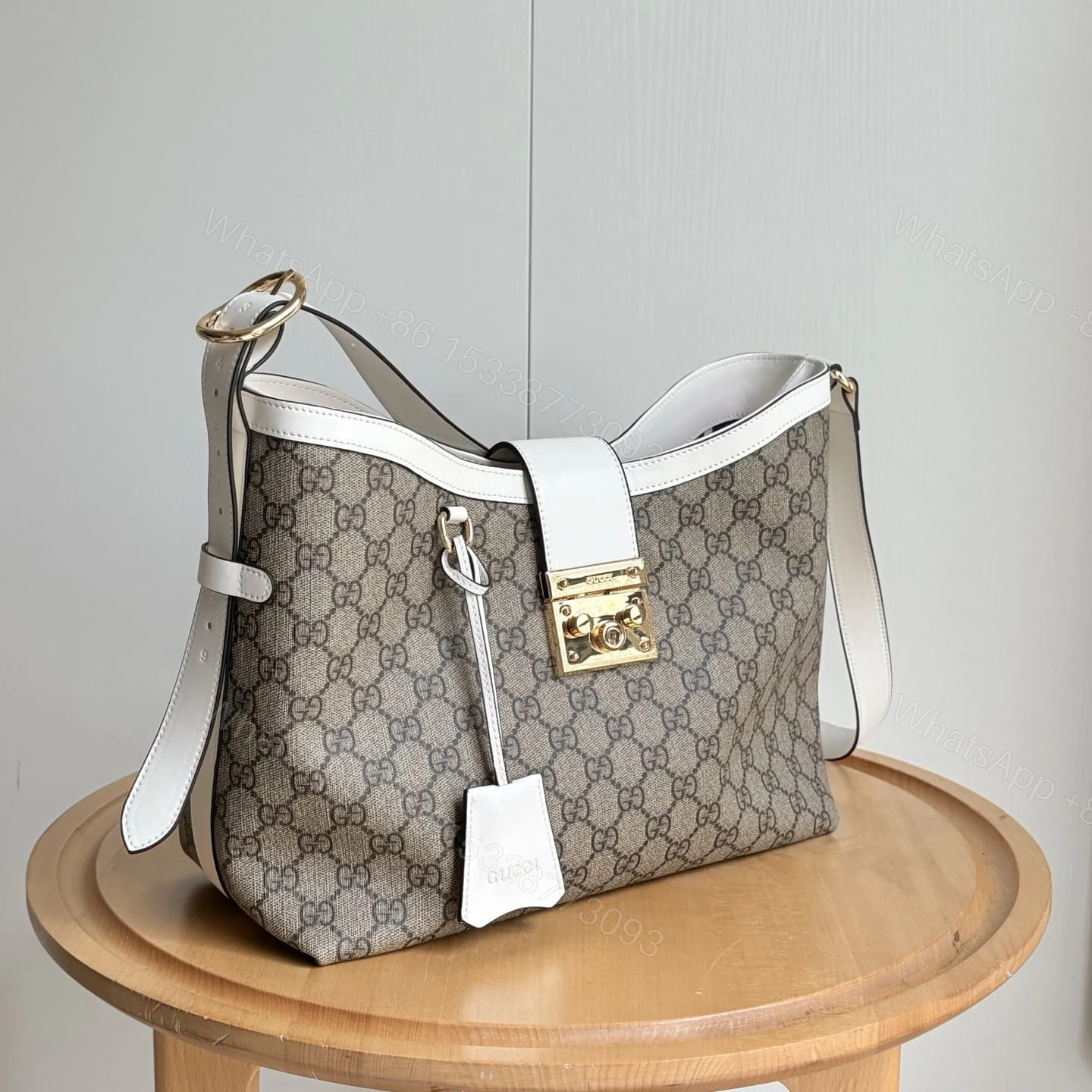 View 3 of GUCCI PADLOCK GG MEDIUM SHOULDER BAG WHITE 29CM