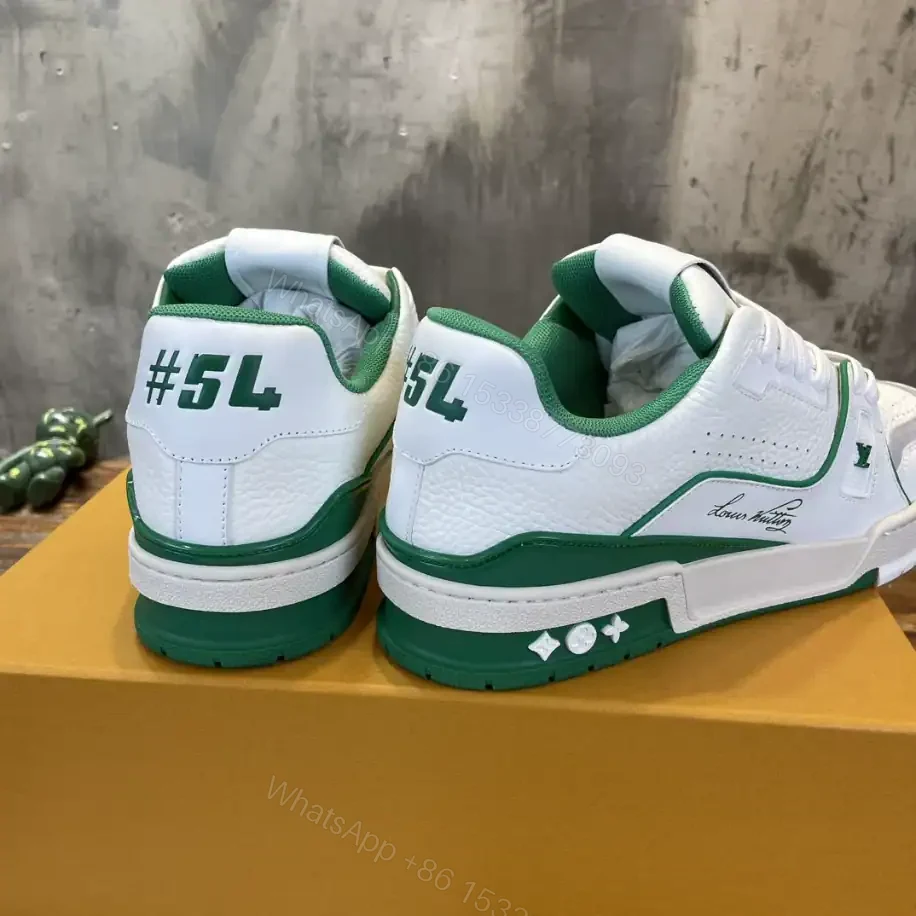 View 9 of LOUIS VUITTON LV TRAINER SNEAKERS IN WHITE AND GREEN – LSVT355