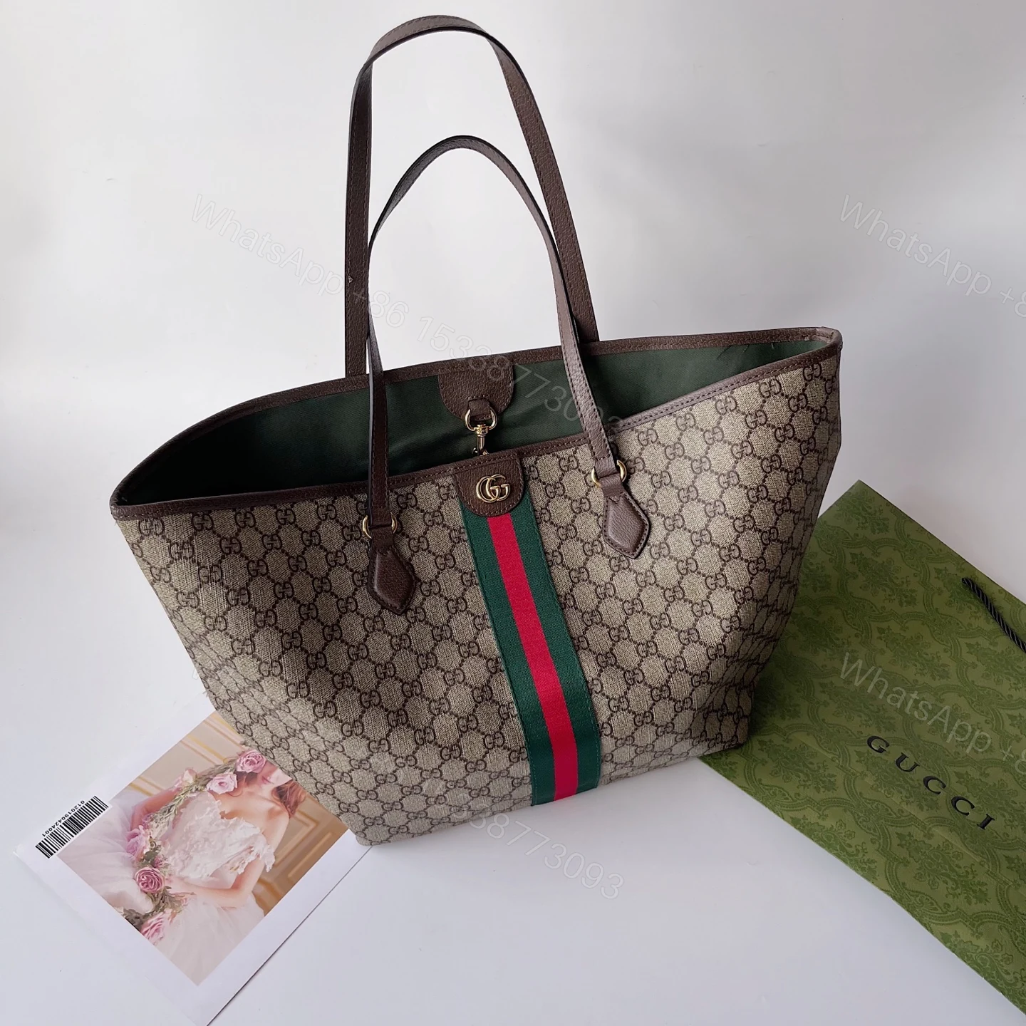 Gucci原單大型托特包女款GG老花帆布大容量通勤手提袋 — view 1