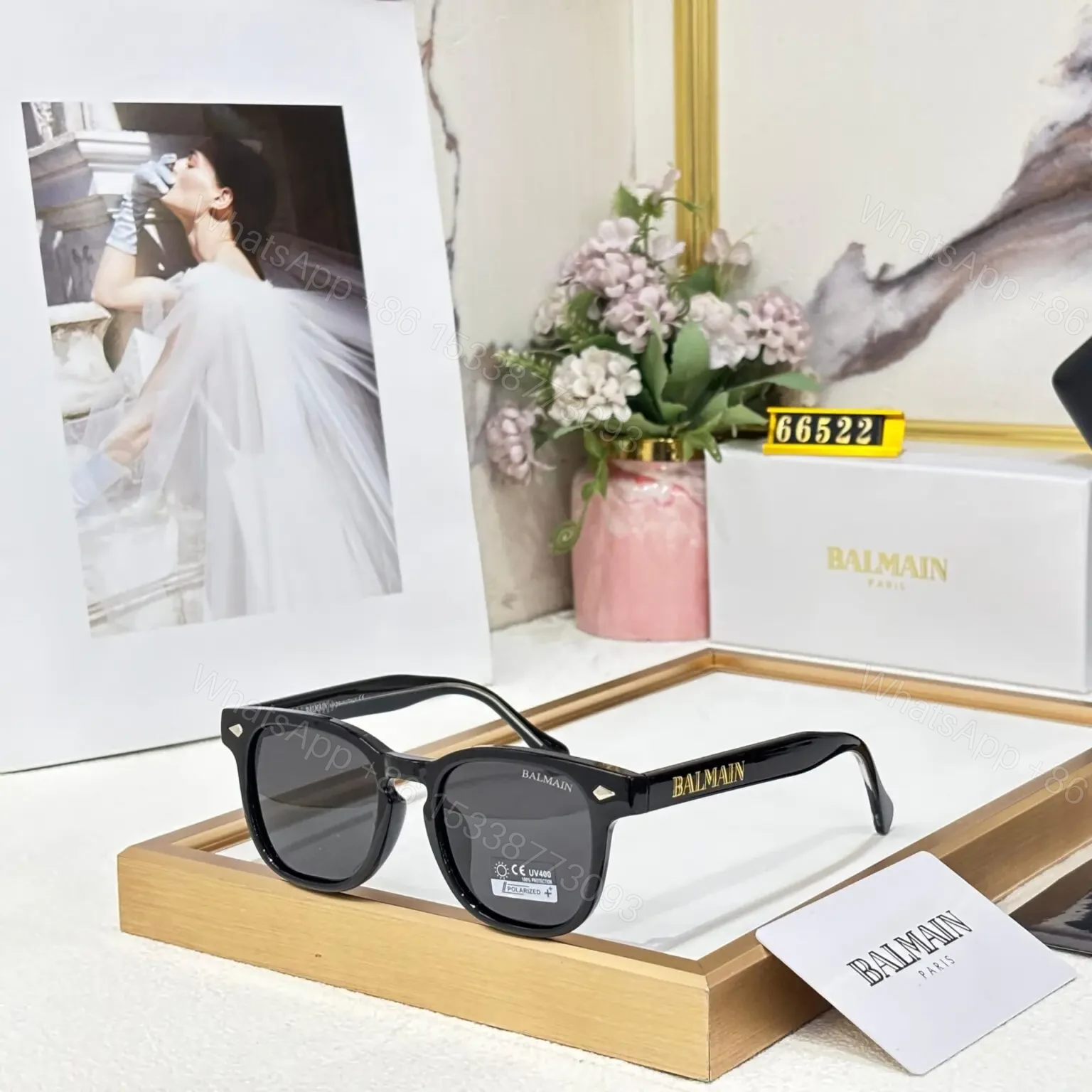 Balmain Wayfarer Polarized Sunglasses Black — view 1