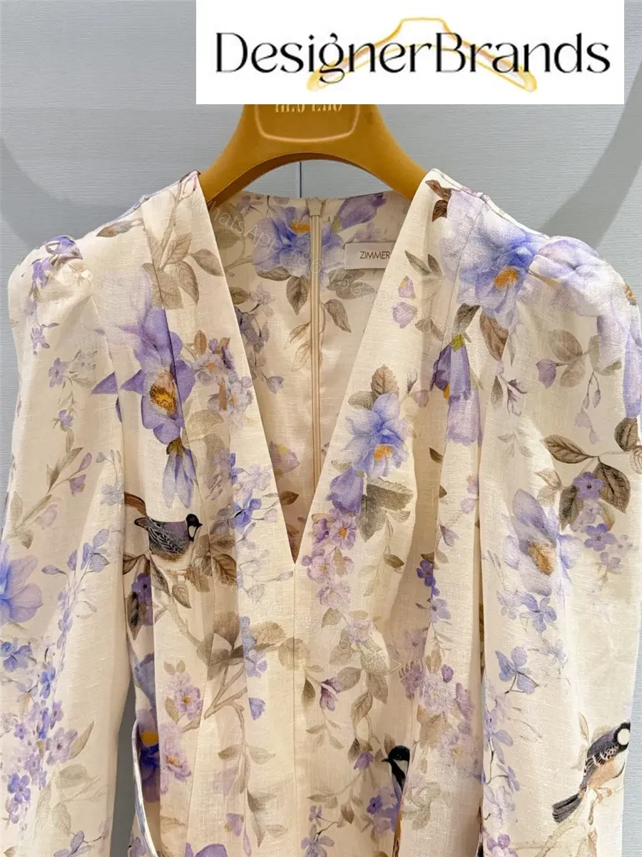 View 2 of Zimmermann Luna Printed Linen Mini Dress