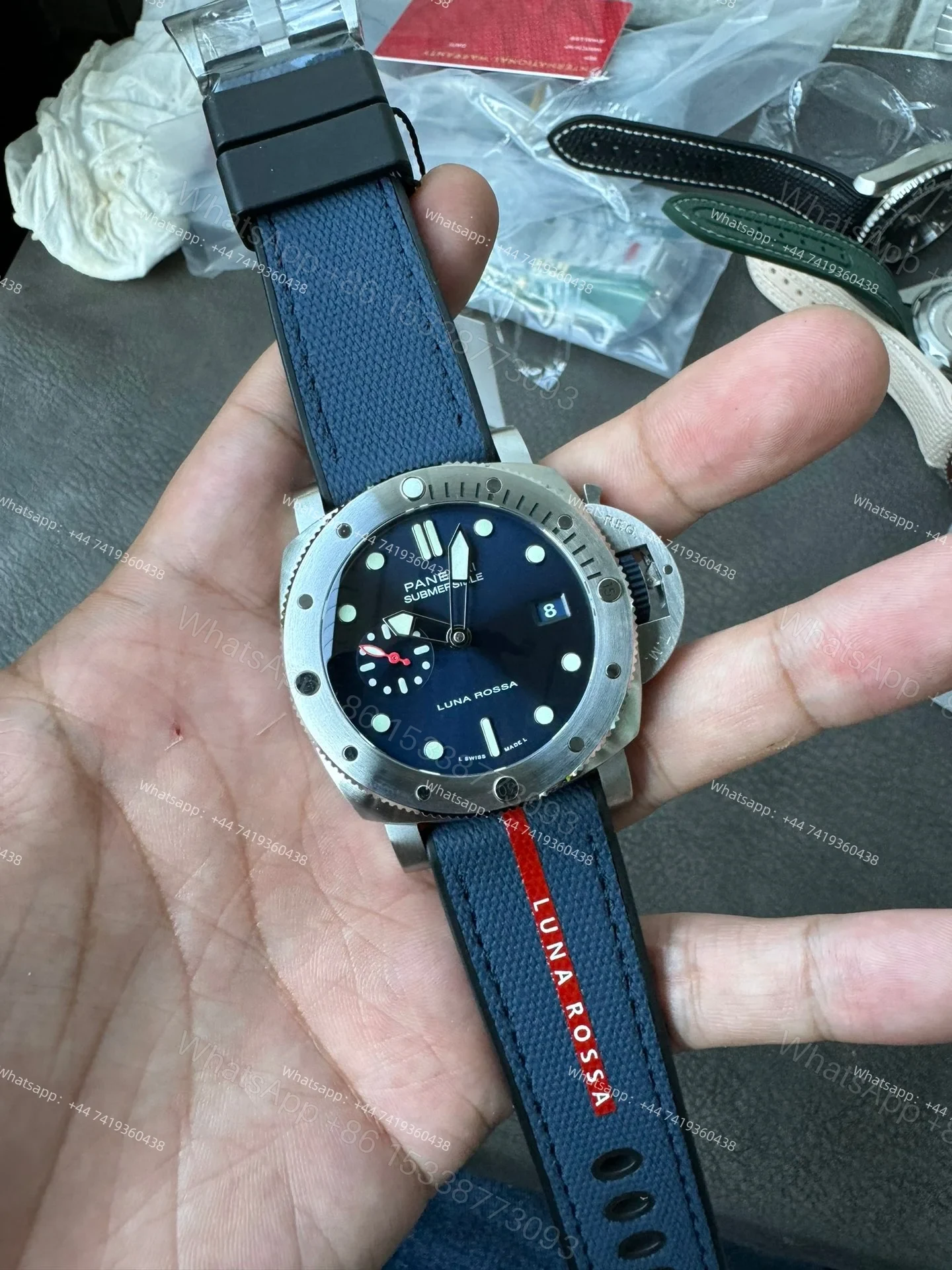 View 2 of Panerai Super Clone Submersible PAM01391 44MM Blue Dial