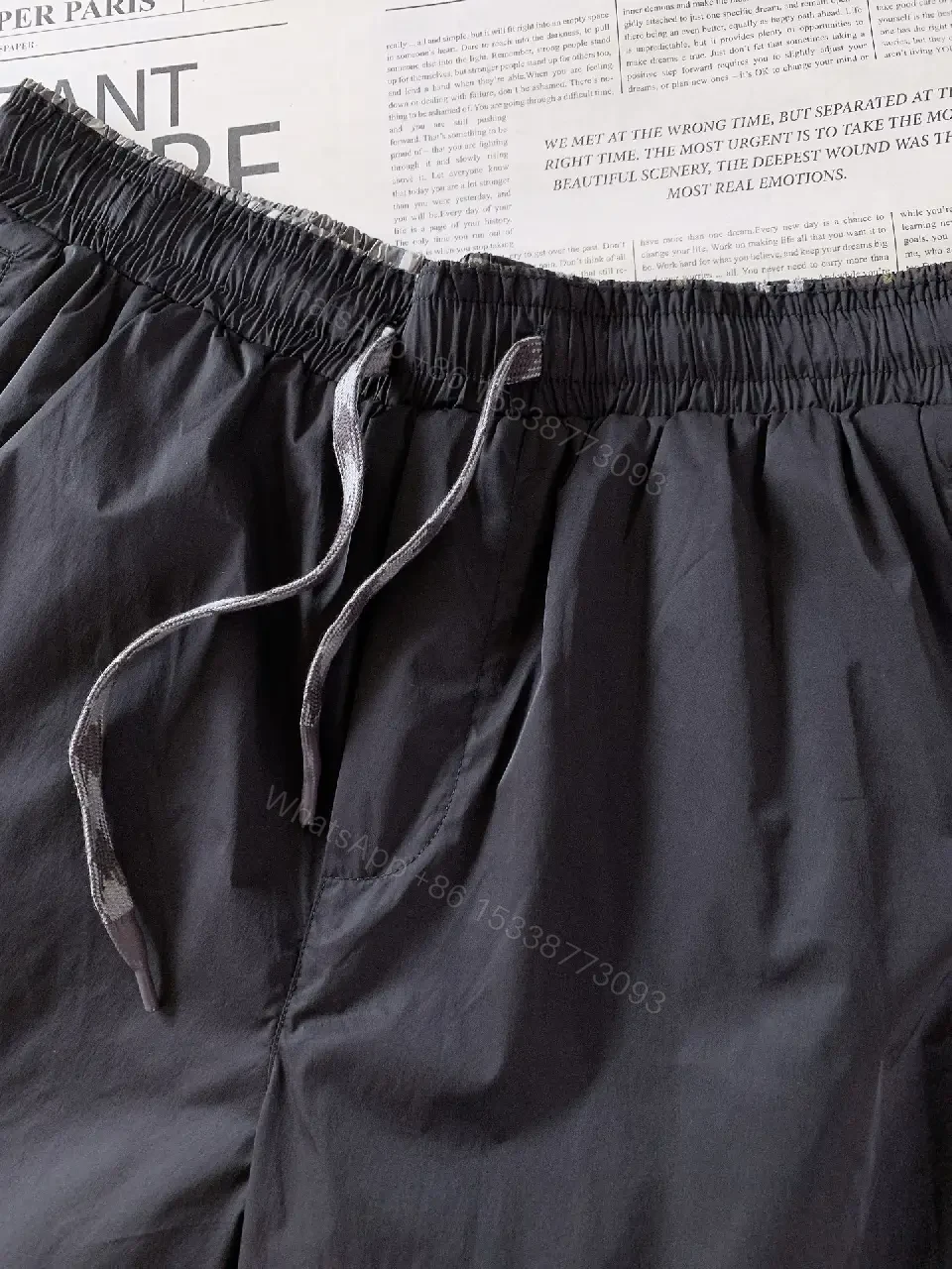 View 9 of Black Nylon Drawstring Shorts - Burberry Style Utility Short
