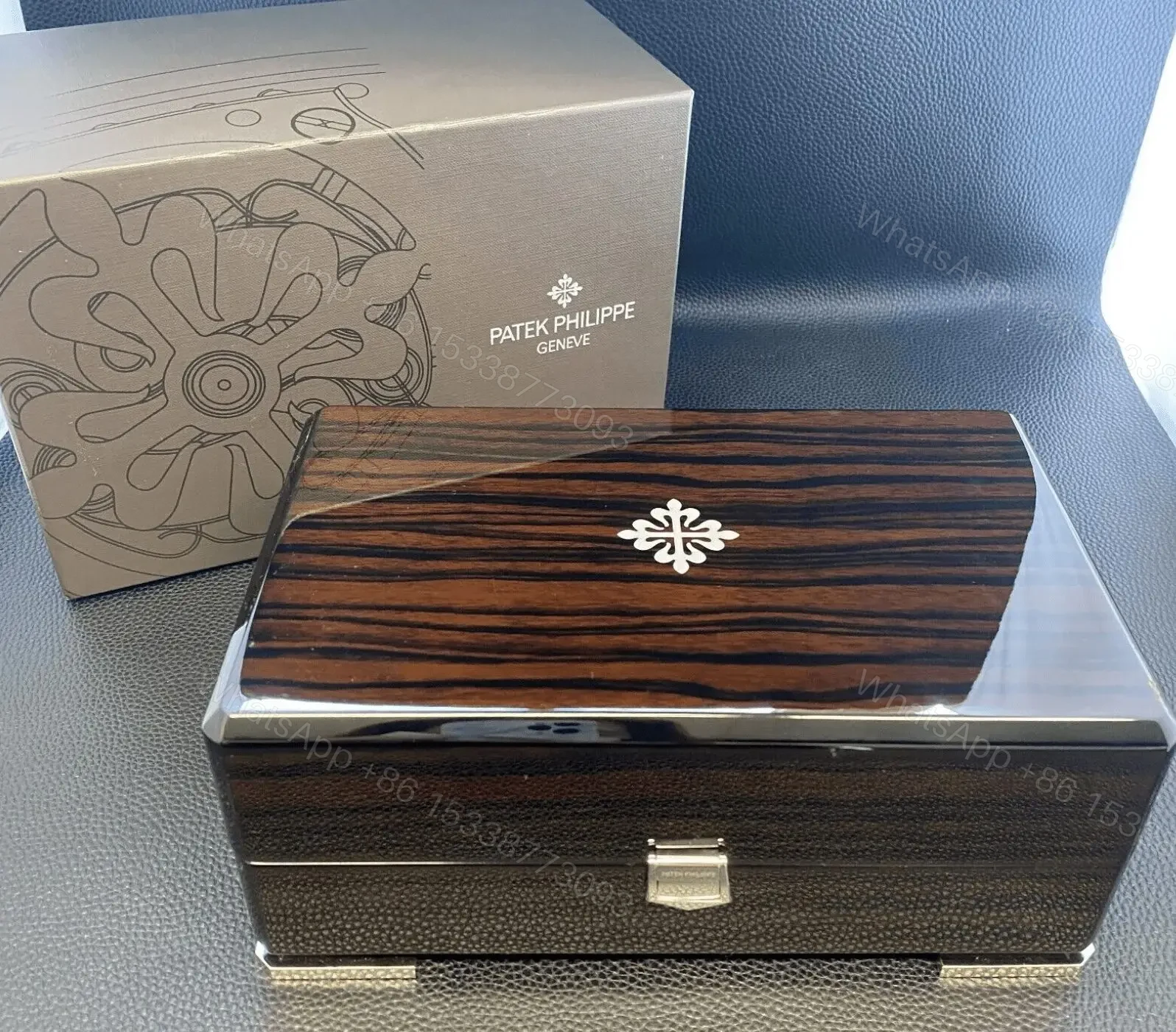 View 2 of Replica Patek Watch Box Wooden with Logo and Papers | Best Quality Replica Box