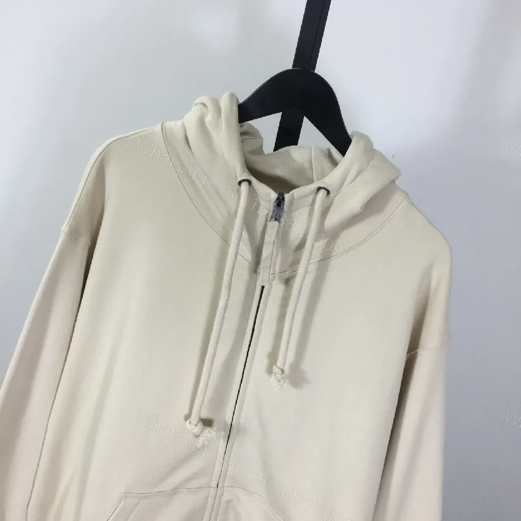 View 8 of Minimalist Off-White Zip Hoodie: Durable Everyday Luxury