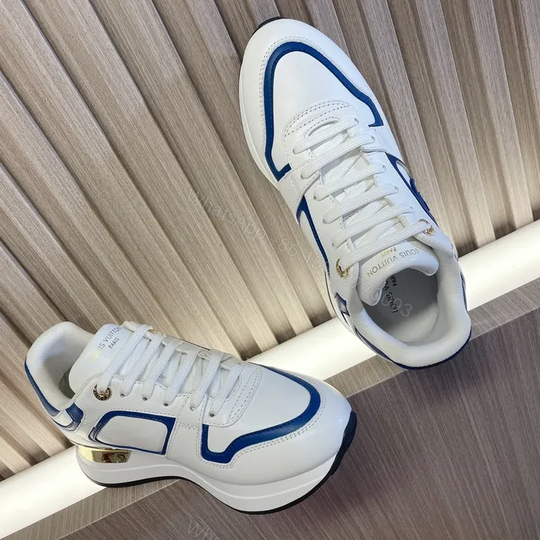 View 3 of White & Navy Luxury Trainer: LV-Emblem, Premium Sneaker