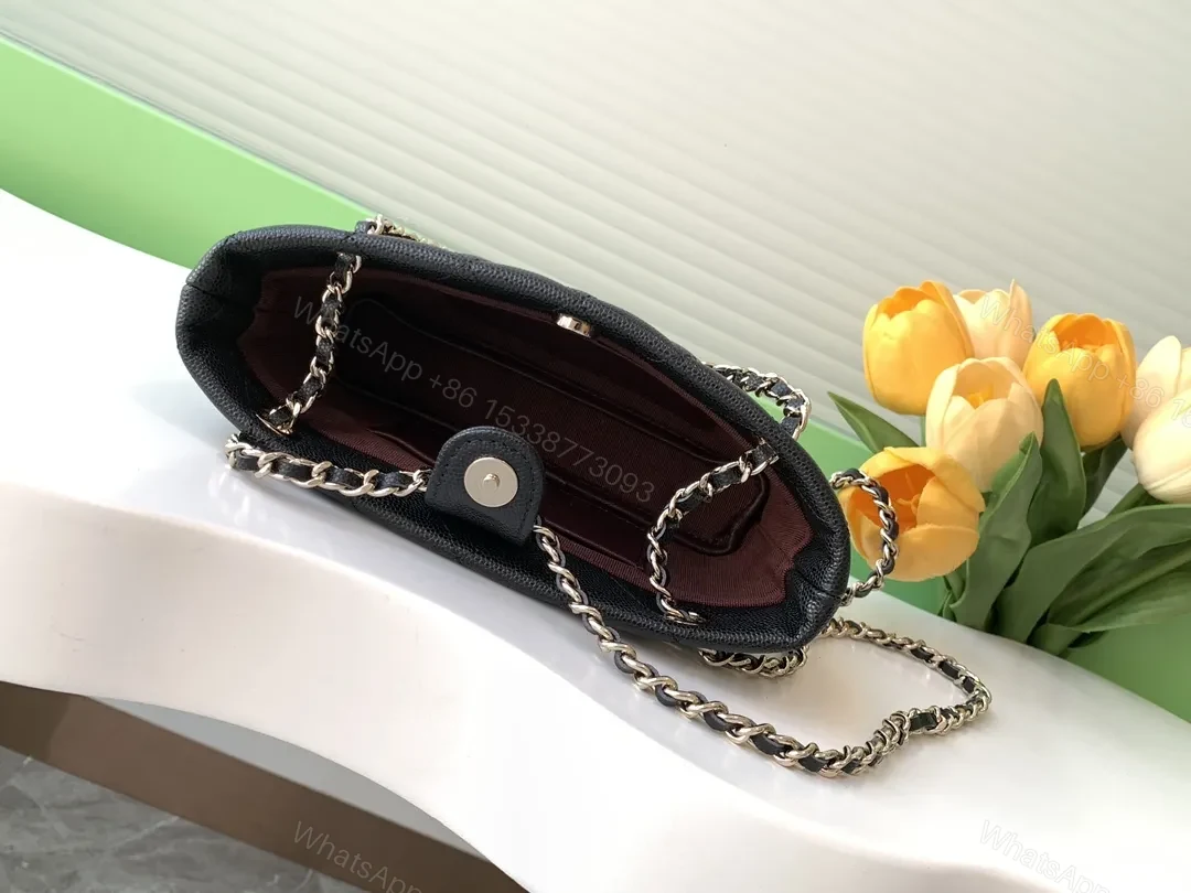 View 3 of Quilted Leather Mini Bag with Chain Strap - Black, Luxury Style