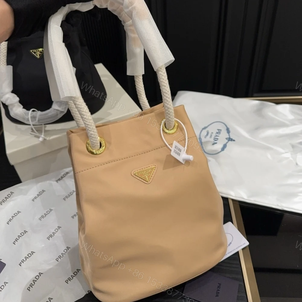 View 4 of Prada Mariner Re Nylon Small Bucket Bag Camel Brown 22Cm 1BE082 2HG8 F0040 V OOO