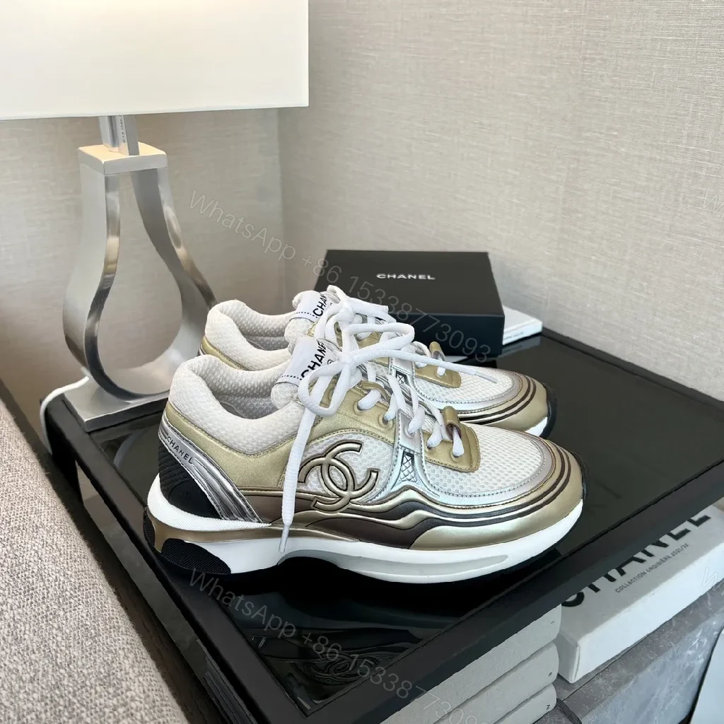 View 3 of Metallic Sneakers Sculpted Panels logo-Detail Fashion Sneaker