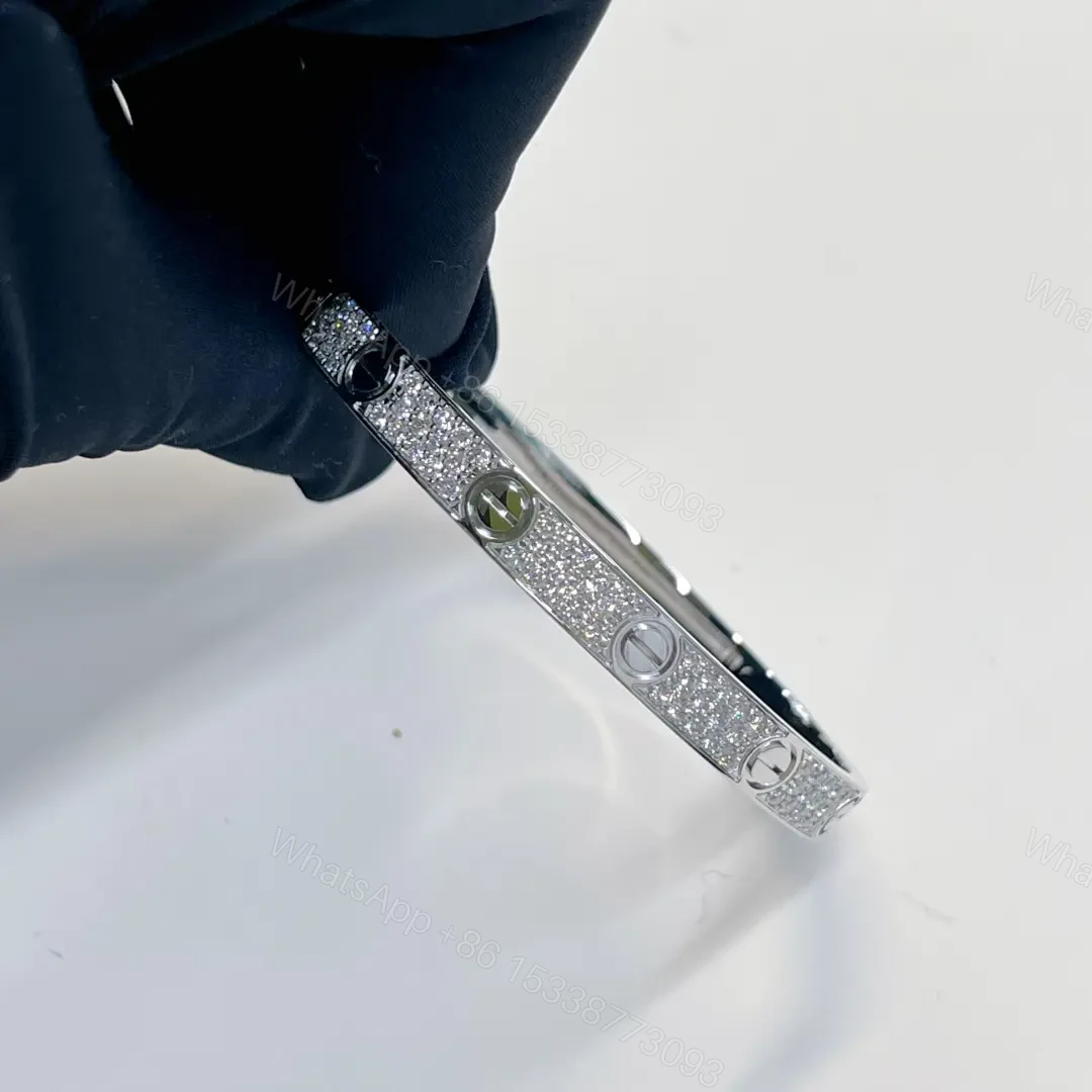 New Released 18K White Gold Classic Cartier Love Bracelet Pave 6.1MM N6727017 — view 2