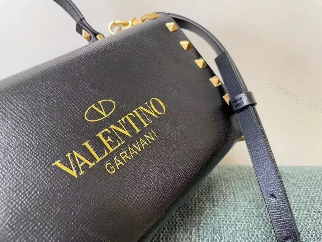 View 2 of Black Leather Rockstud Mini Bag: Structured Luxury Bag