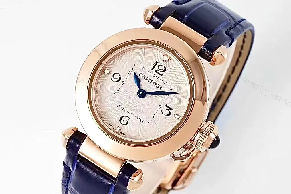 View 7 of GS Factory Cartier Pasha de Cartier Women’s Watch – 30mm Rose Gold Case, Blue Leather Strap, Swiss Quartz Movement (Cal.157)