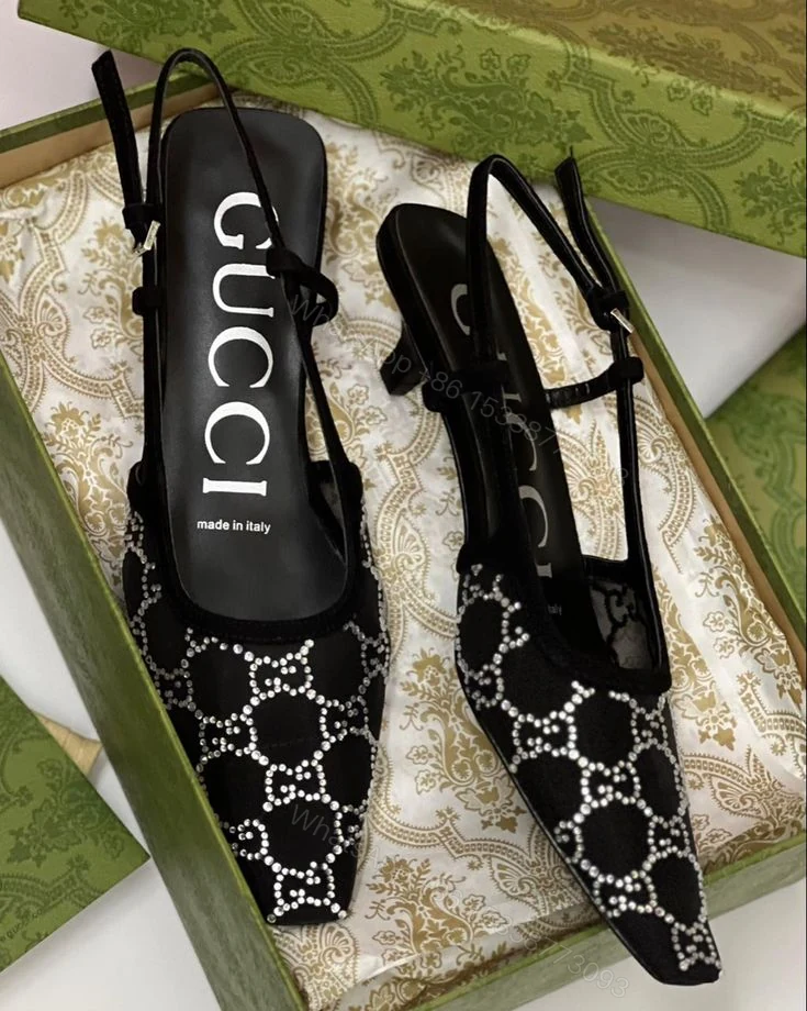 View 5 of FIRST COPY Gucci GG crystal slingback pump