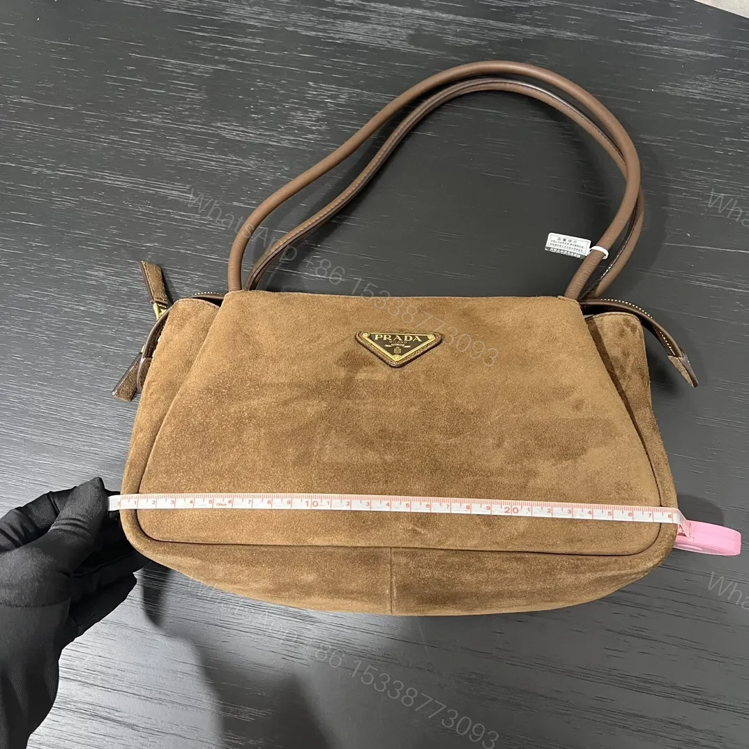 View 4 of Prada Brown Medium Suede Shoulder Bag