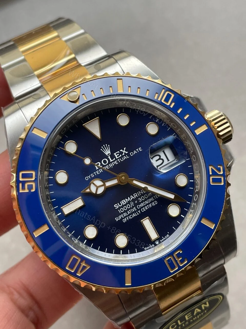 View 5 of CLEAN FACTORY 1:1 Rolex Submariner 116613LB Bluesy 904L YG/SS Blue Dial VR3235