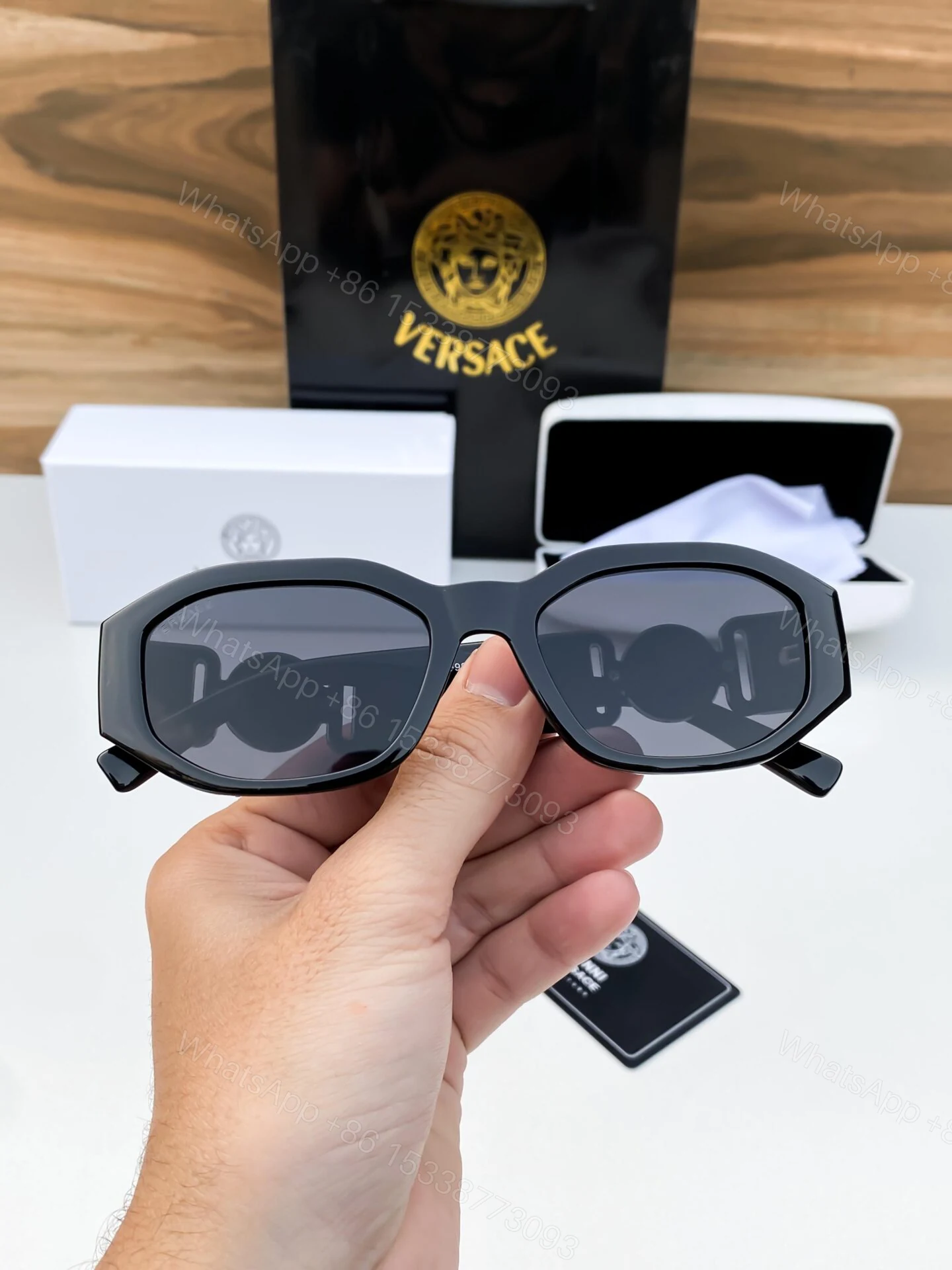 View 3 of Versace VE4361 Gold-Brown Metal Sunglasses