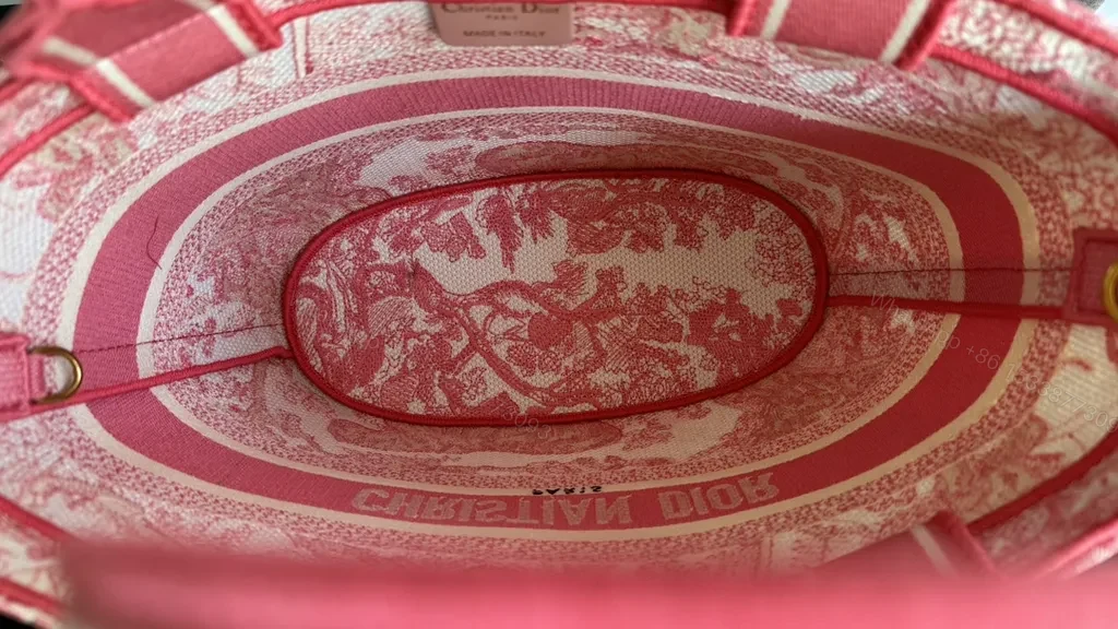 View 5 of Bold Pink Toile Dior Tote & Clutch Set