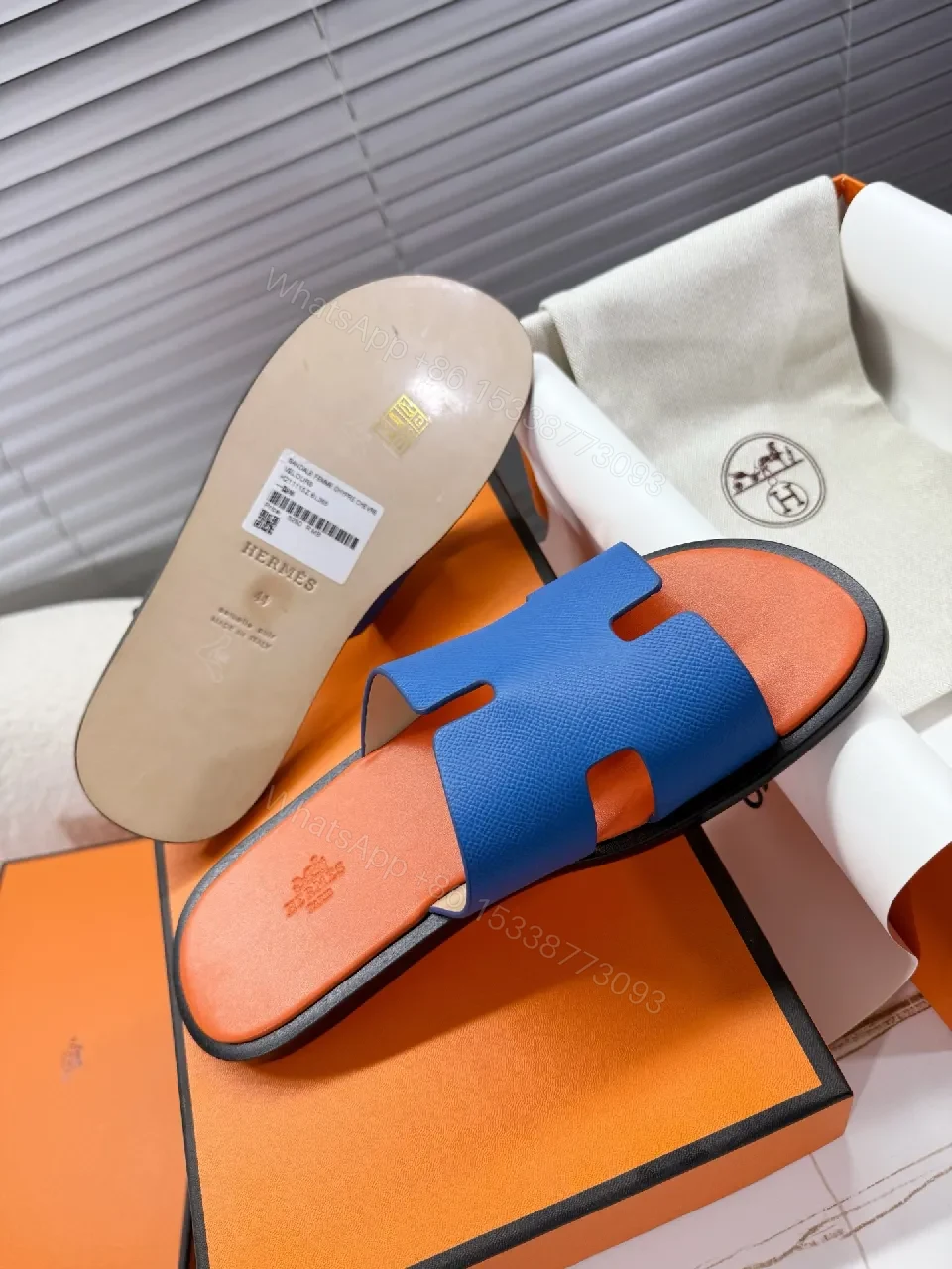 Blue Coral Slip-On Sandals | Luxury Leather, Modern Comfort, Signature Detailing — view 1