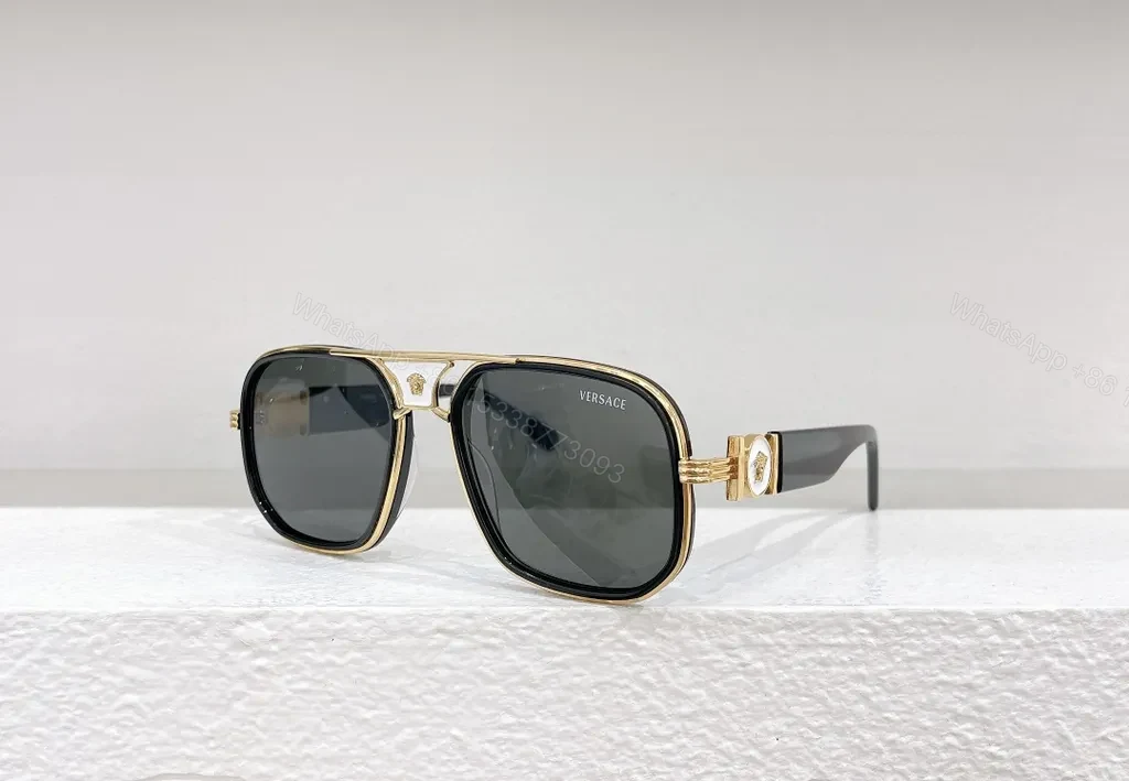 View 7 of Gold-Tone Frame Designer Sunglasses with UV400 Protection - Unisex